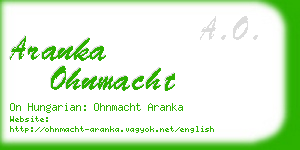 aranka ohnmacht business card